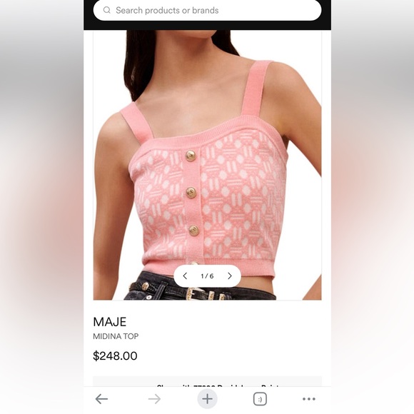 Sandro Tops - Sandro Pink Patterned Crop Top